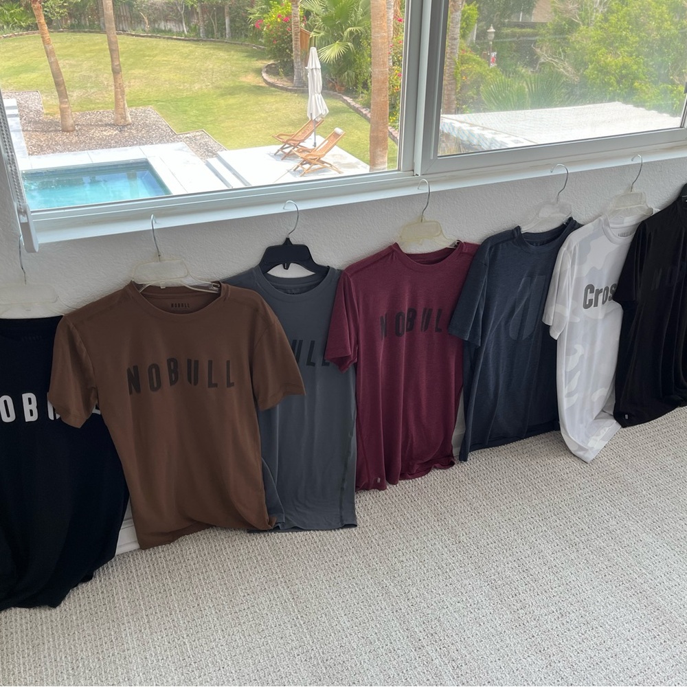 NOBULL Short Sleeve Tees Brown and Gray Casual Wear